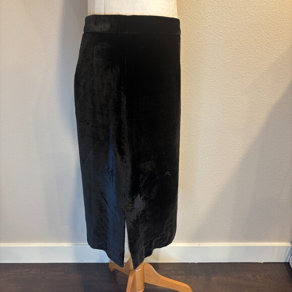 Madewell Women’s Sz 2 Black Velvet Pencil Skirt Side Slits Short Silk Blend - Picture 4 of 10